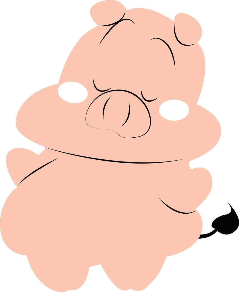 Cute Cartoon Pig Digital Drawing vector