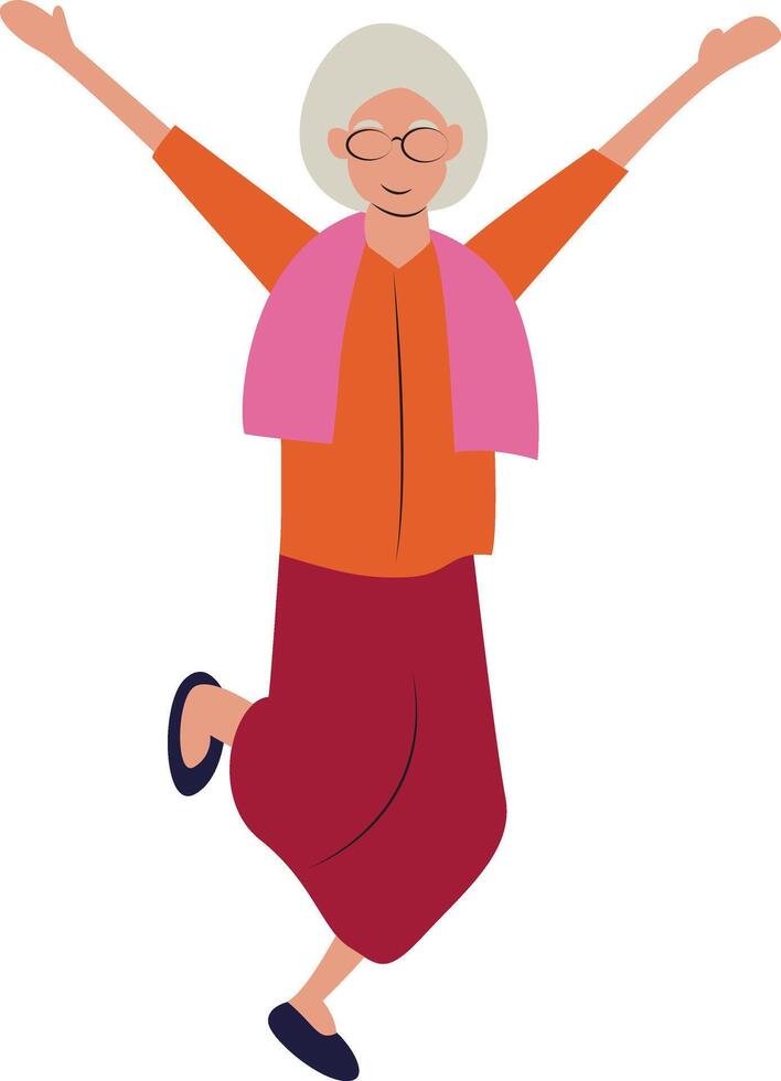 Happy Elderly Woman Joyful Dance Illustration vector