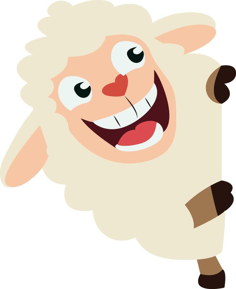 Happy Cartoon Sheep of Jesus Jumping Image Peeking vector