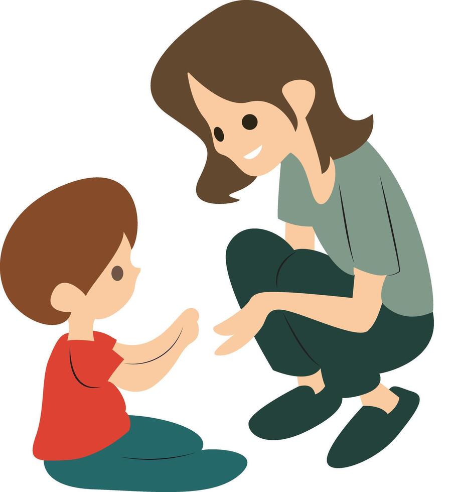 Mother day, Mother Child Interaction Playful Illustration vector
