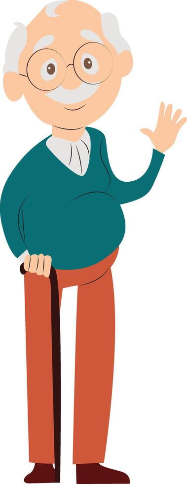 Elderly Man Cartoon Waving Hello vector