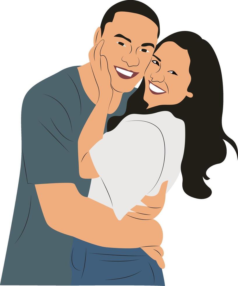 Happy Couple Romantic Embrace Illustration vector