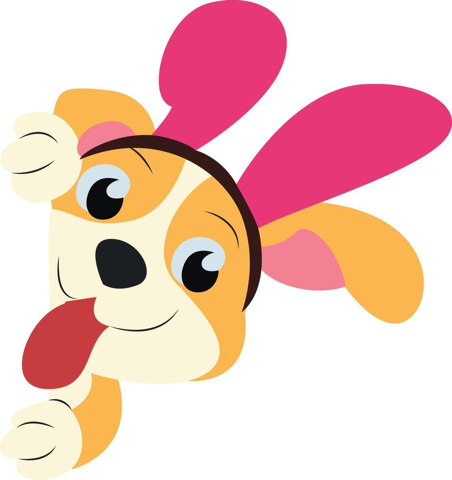 Cute Puppy Bunny Ears Cartoon Peeking vector
