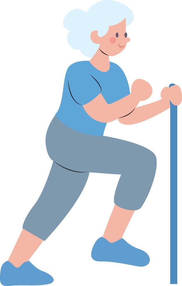 Elderly Woman Walking Aid Exercise vector