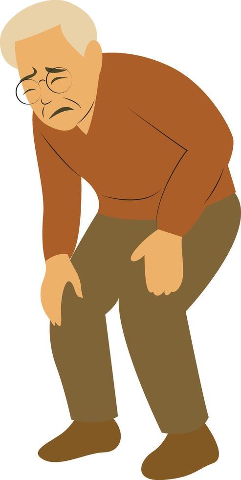 Elderly Man Kneeling, Pain, Suffering, Distress vector