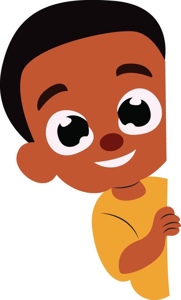 Happy Boy Peeking Corner Cartoon Illustration vector