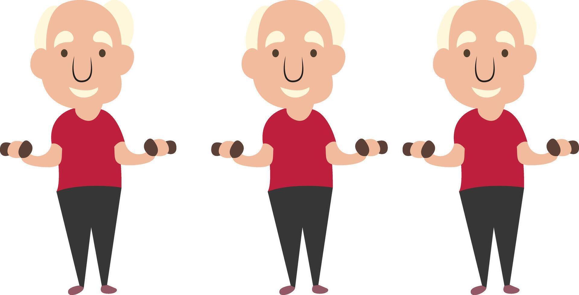 Elderly Man Lifting Weights Exercise vector