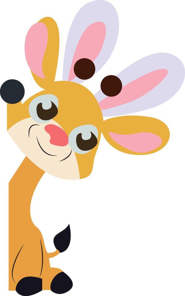 Cute Giraffe Bunny Ears Cartoon Peeking vector