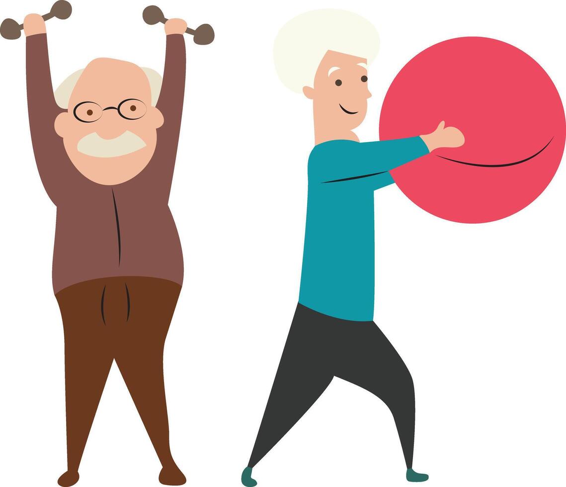 Senior Couple Fitness Exercise Routine illustration vector