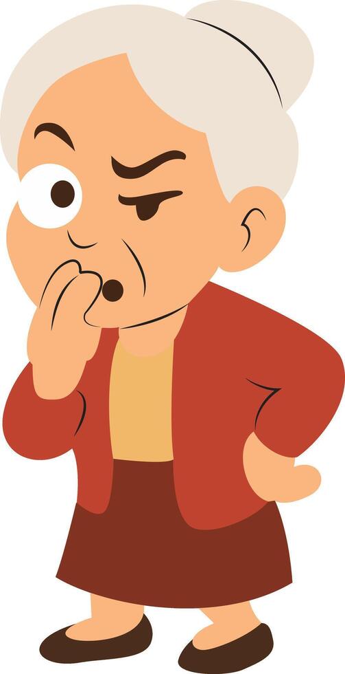 Elderly Woman Thinking Cartoon Illustration vector