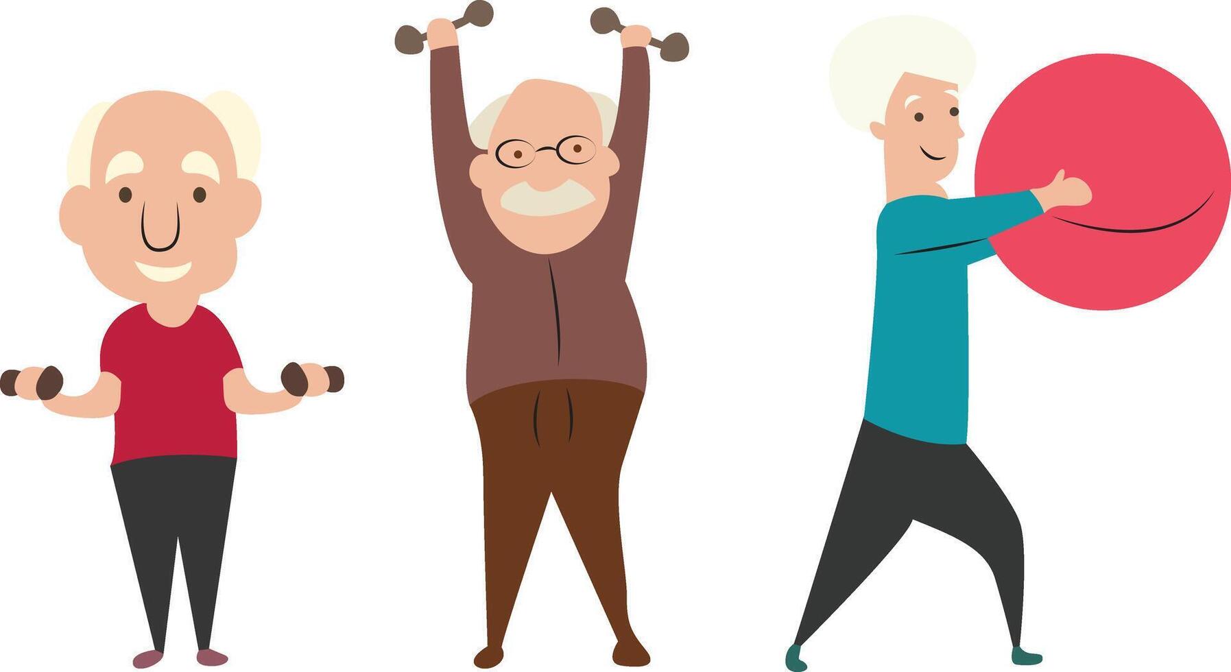 Senior Citizens Exercising Fitness Fun cartoon vector