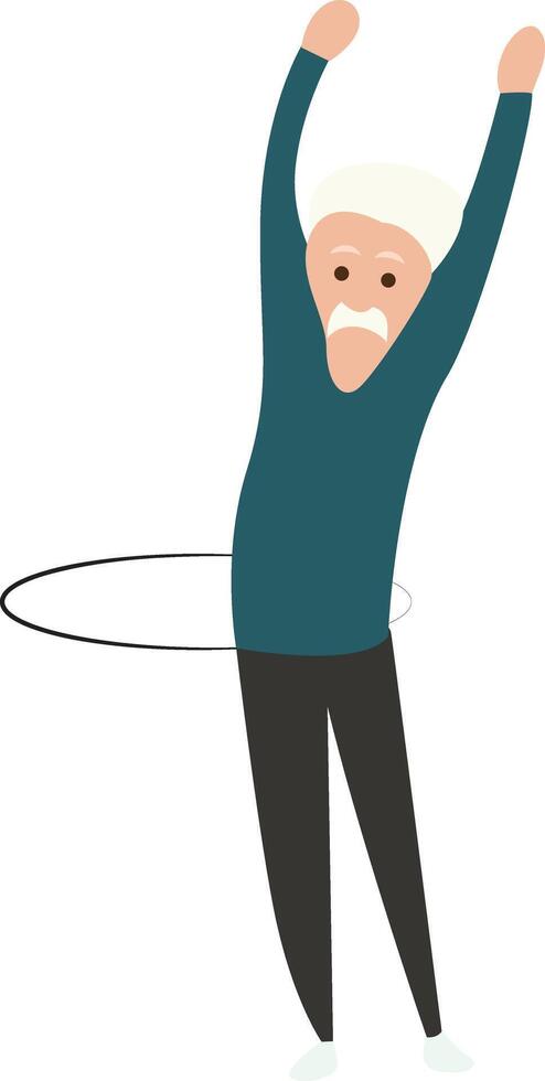 Elderly Man Hula Hooping Exercise vector