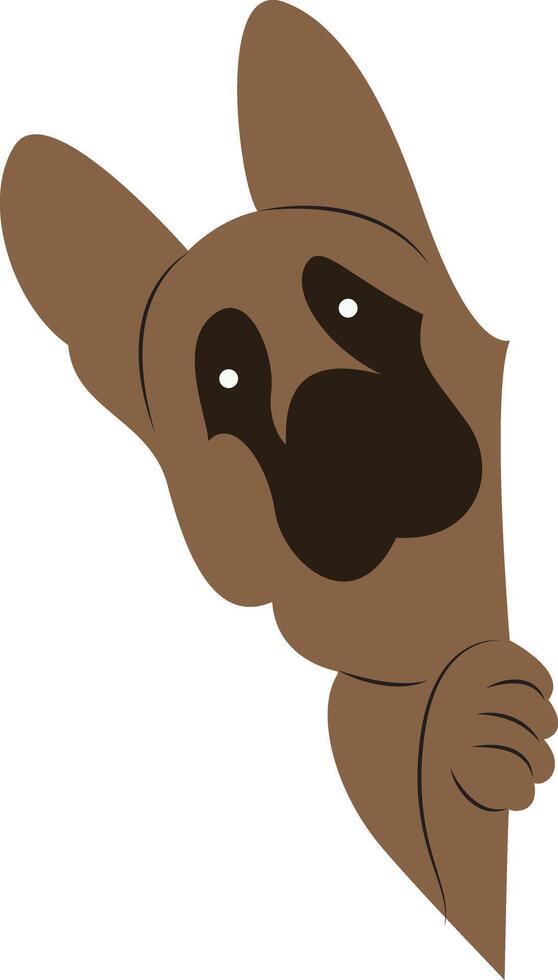 Brown Dog Peeking Corner Illustration vector