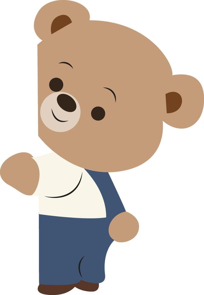 Cute Cartoon Bear Digital Drawing Peeking vector