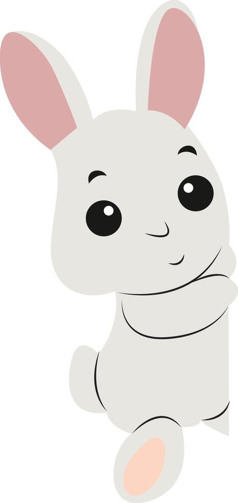 Cute White Bunny Peeking Corner vector