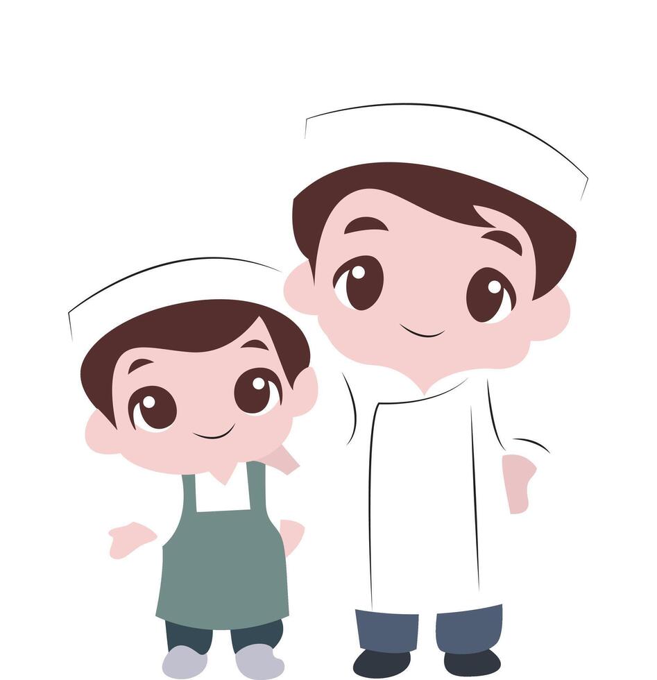 Father day, Cartoon Chefs Teamwork Culinary Art vector