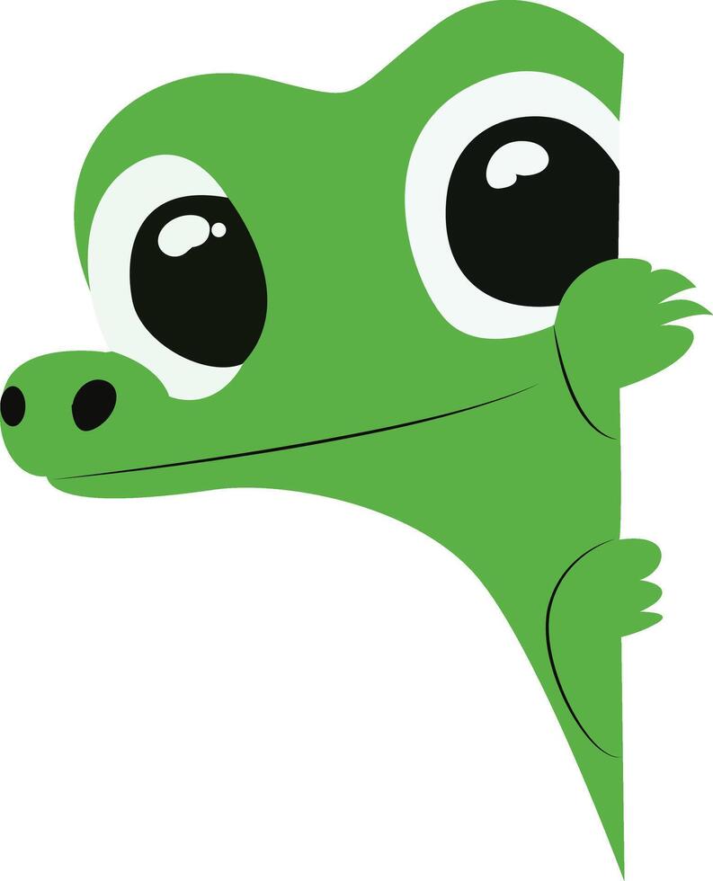 Cute Green Crocodile Peeking Corner vector