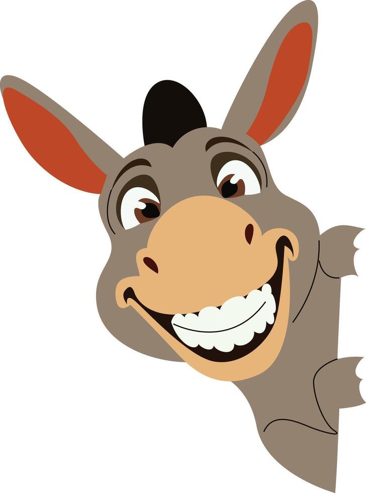 Happy Donkey Cartoon Peeking Wall vector
