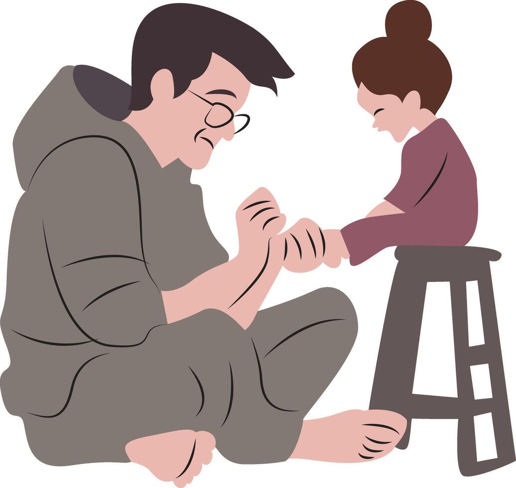 Father day, Father Daughter Handholding Loving Care vector