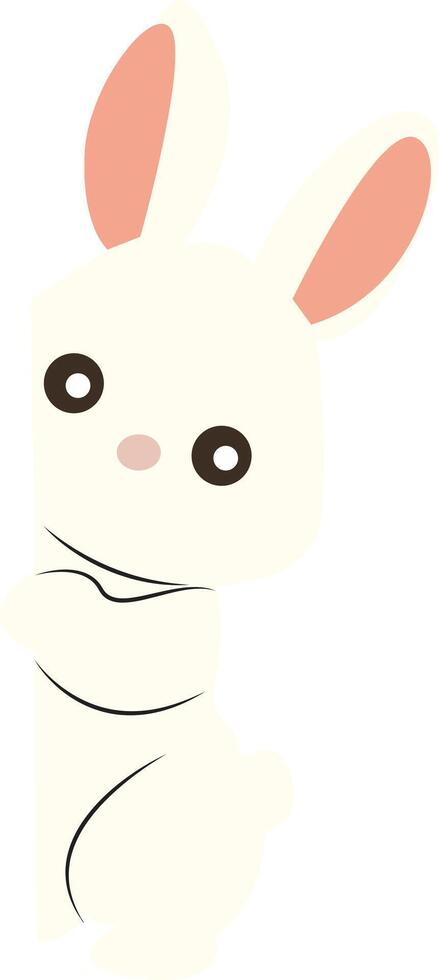 Cute White Rabbit Hiding Corner Peeking vector