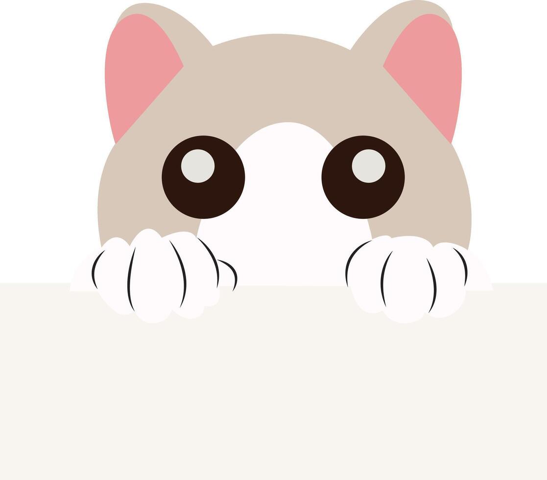 Cute Cat Peeking Over Signboard vector