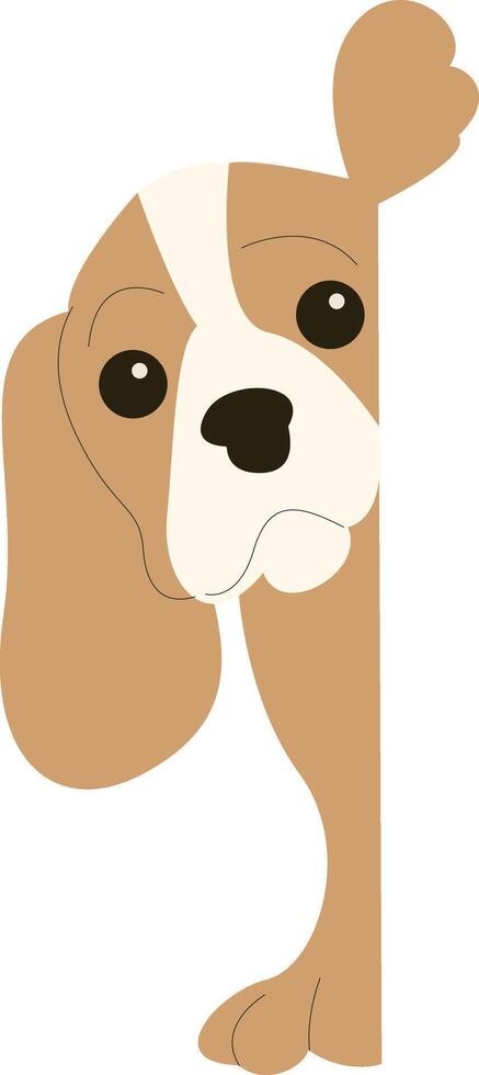 Beagle Dog Peeking Behind Corner vector