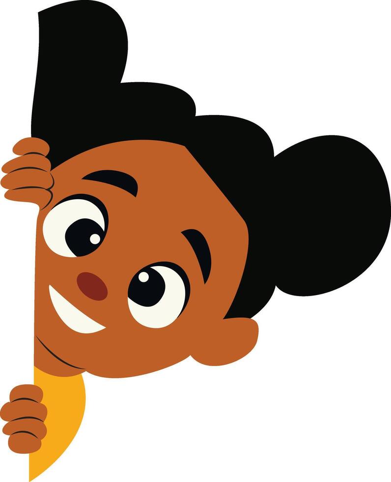 Happy Child Peeking Corner Cartoon vector
