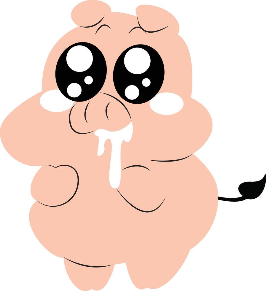 Cute Cartoon Pig Drooling Illustration vector