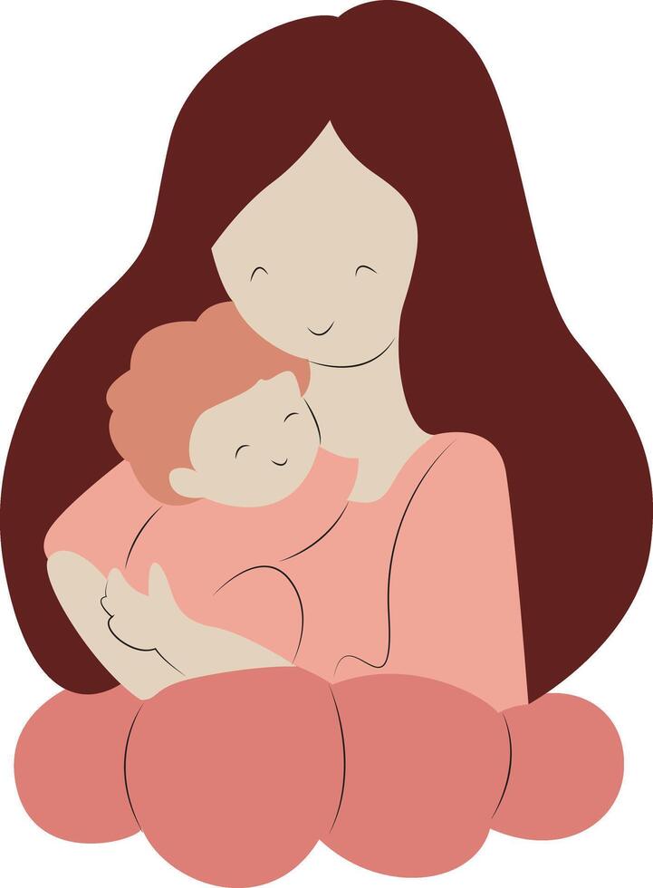 Mother day, Mother Child Embrace Love Illustration Art vector