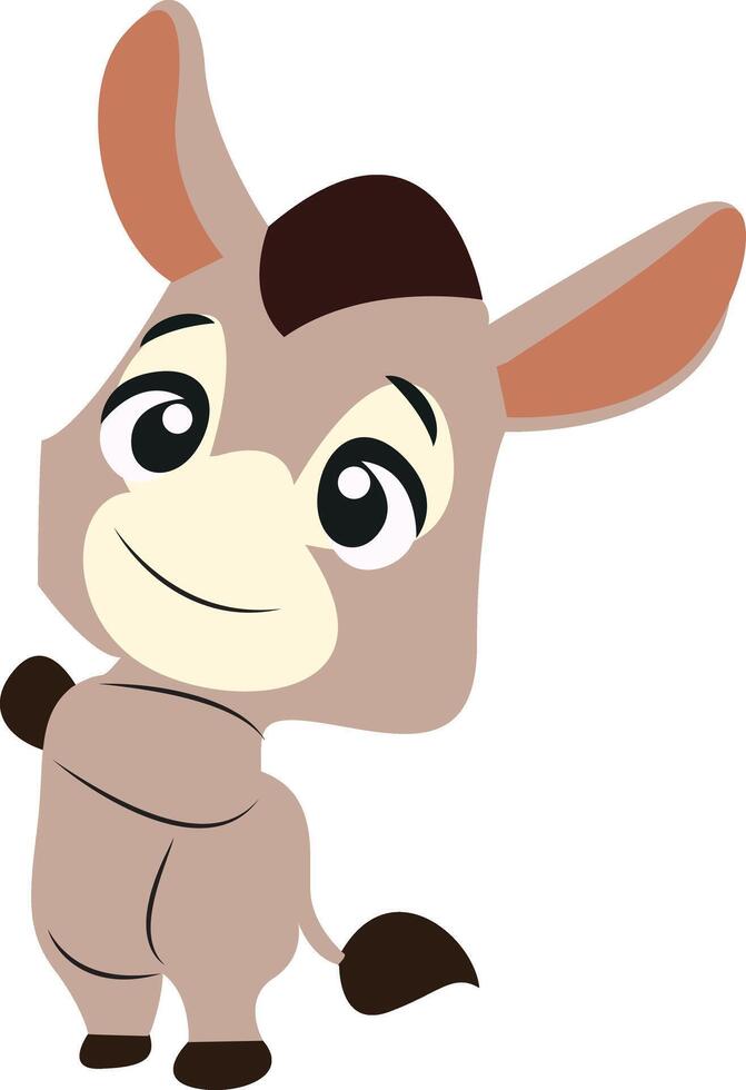 Cute Cartoon Donkey Digital Art Peeking vector