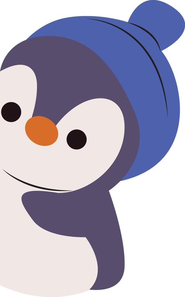 Cute Penguin Wearing Blue Hat Peeking vector