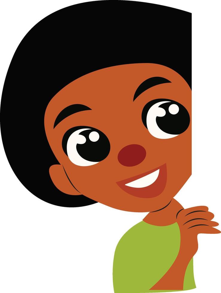 Happy Black Boy Cartoon Illustration vector