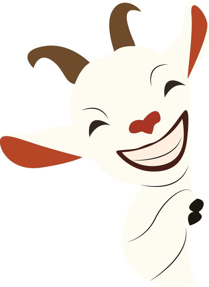 Happy Goat Peeking Cartoon Illustration vector