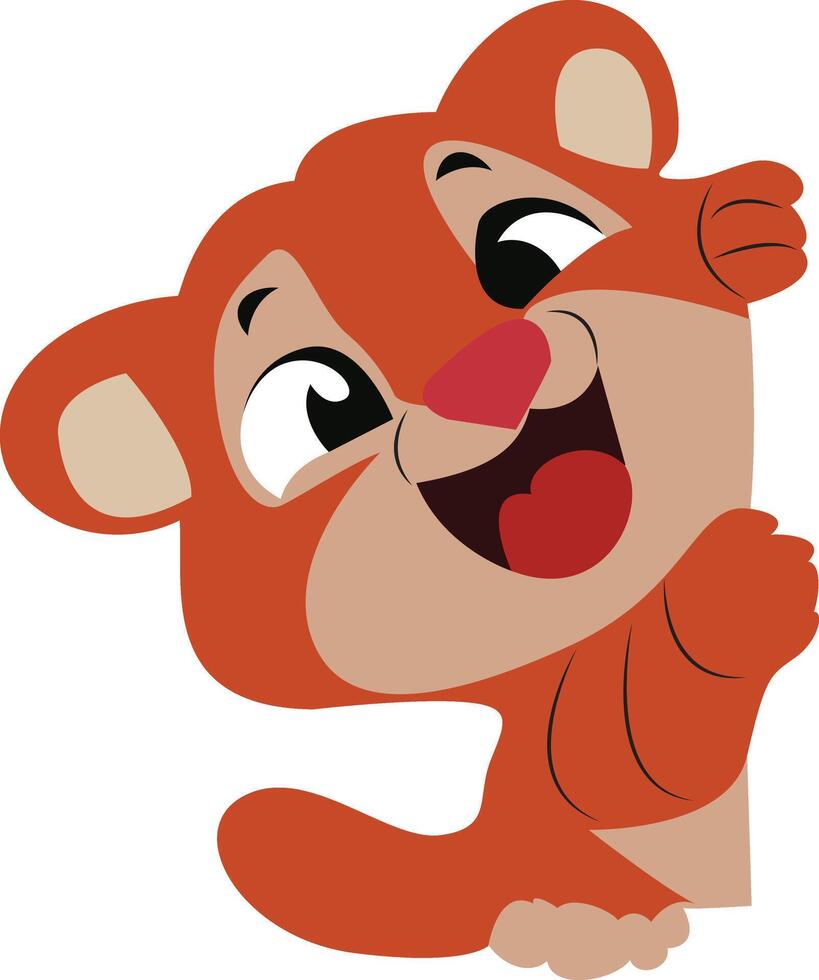 Happy Orange Cub Peeking Corner vector