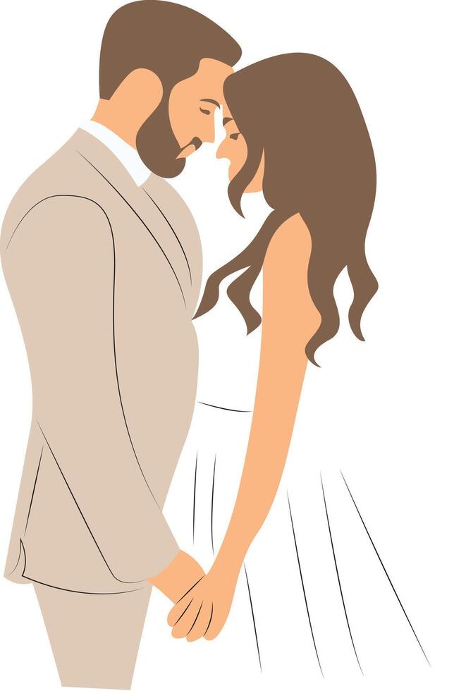 Couple Wedding Day Romantic Embrace vector