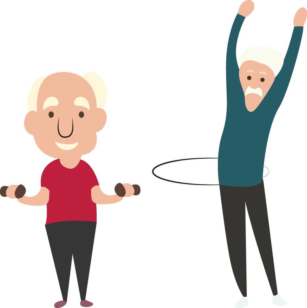 Senior Men Exercise Routine Illustration vector