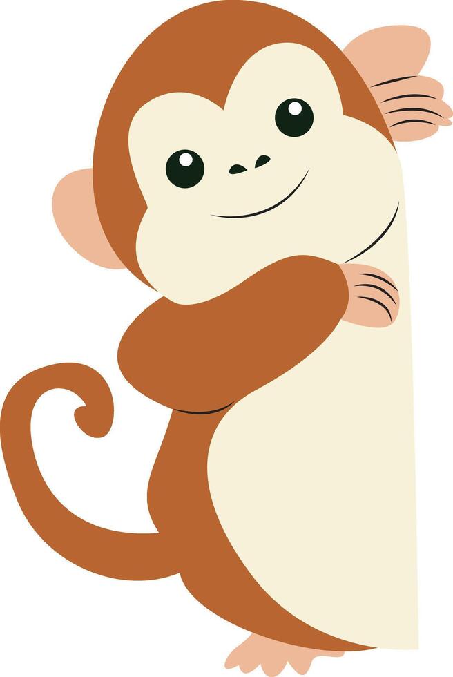 Cute Monkey Peeking Corner Illustration vector