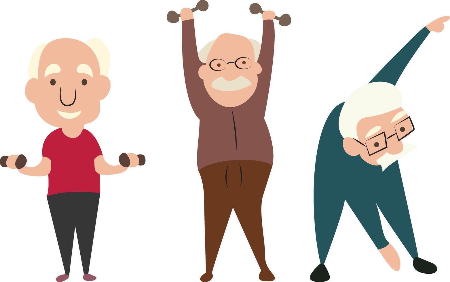 Senior Men Exercising Fitness Routine vector