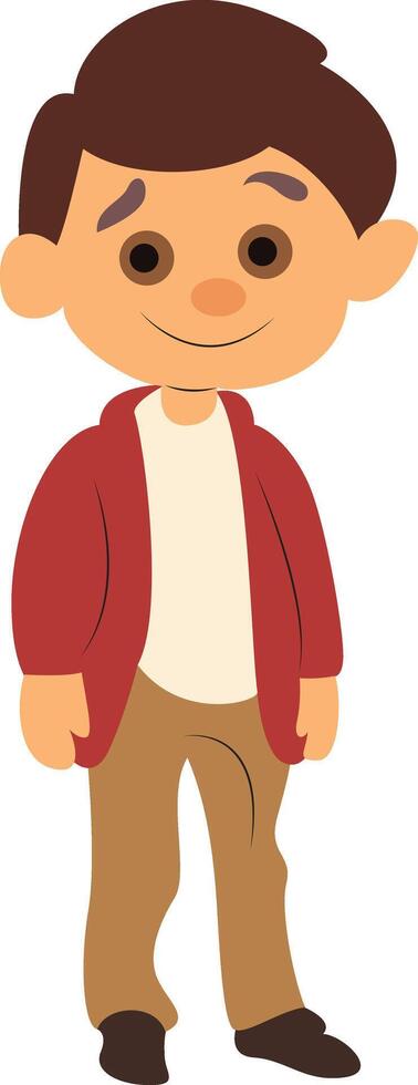 Cartoon Boy Red Jacket Standing Illustration vector