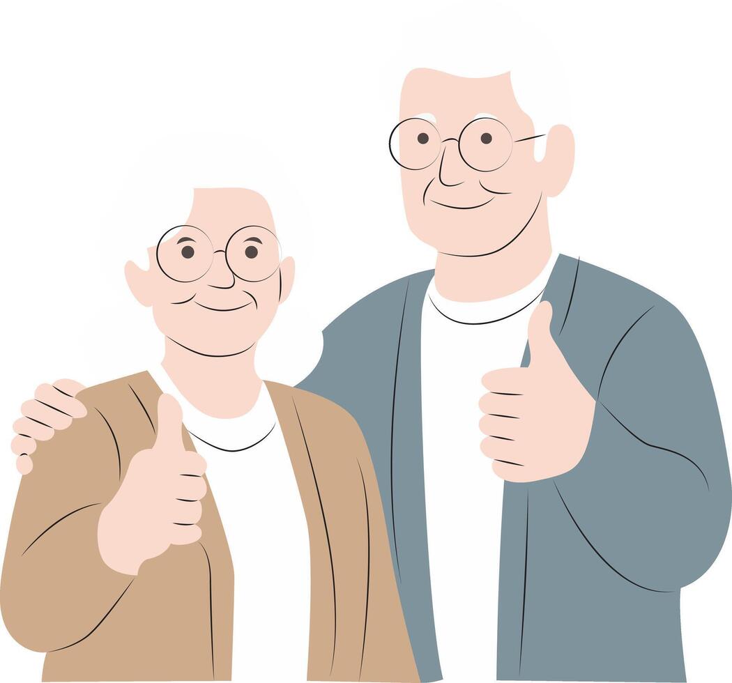 Happy Senior Couple Thumbs Up Portrait vector