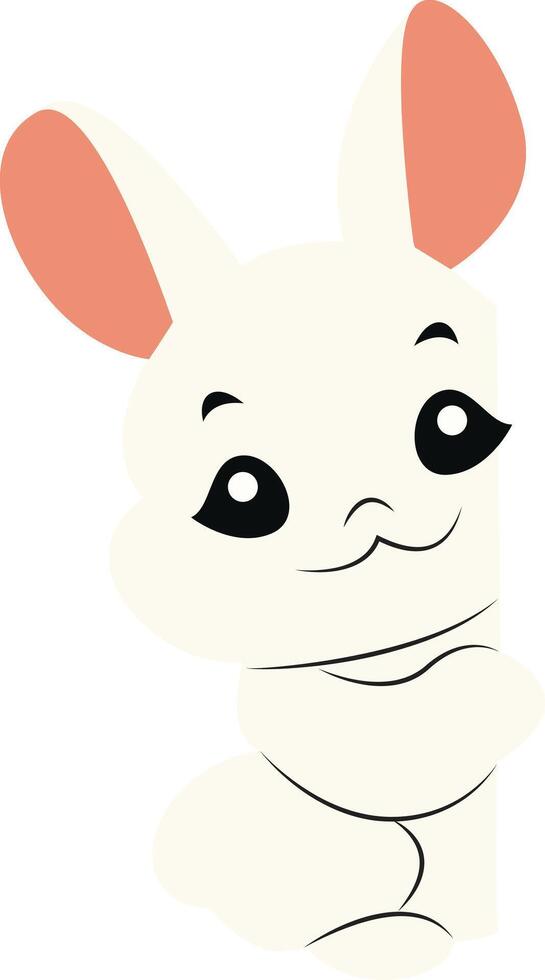 Cute White Bunny Cartoon Illustration Peeking vector