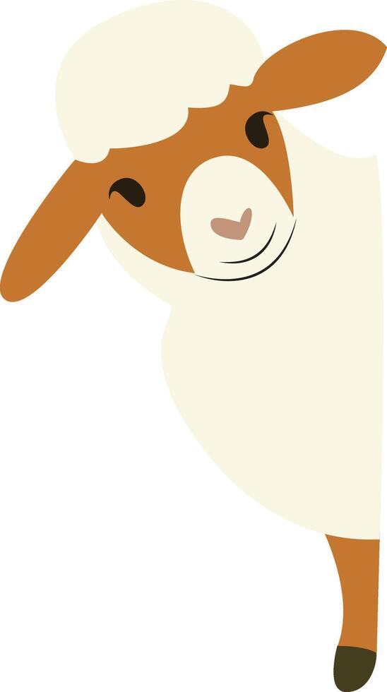 Cute Sheep Peeking Corner Illustration vector