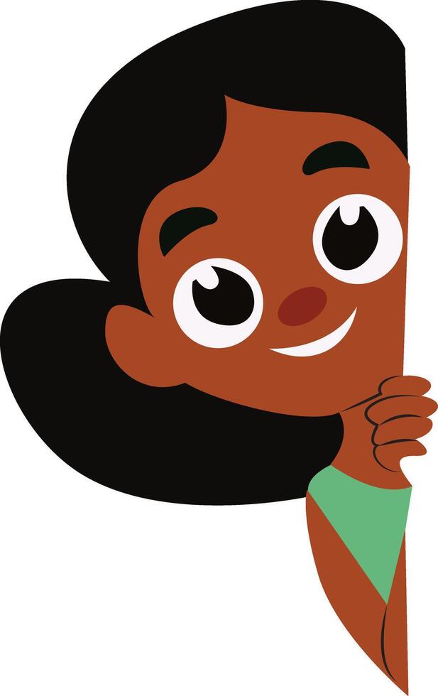 Happy Girl Peeking Corner Illustration vector