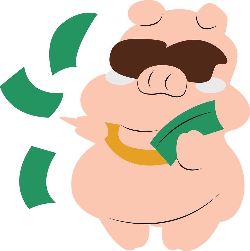 Rich Pig Cartoon Money Illustration vector