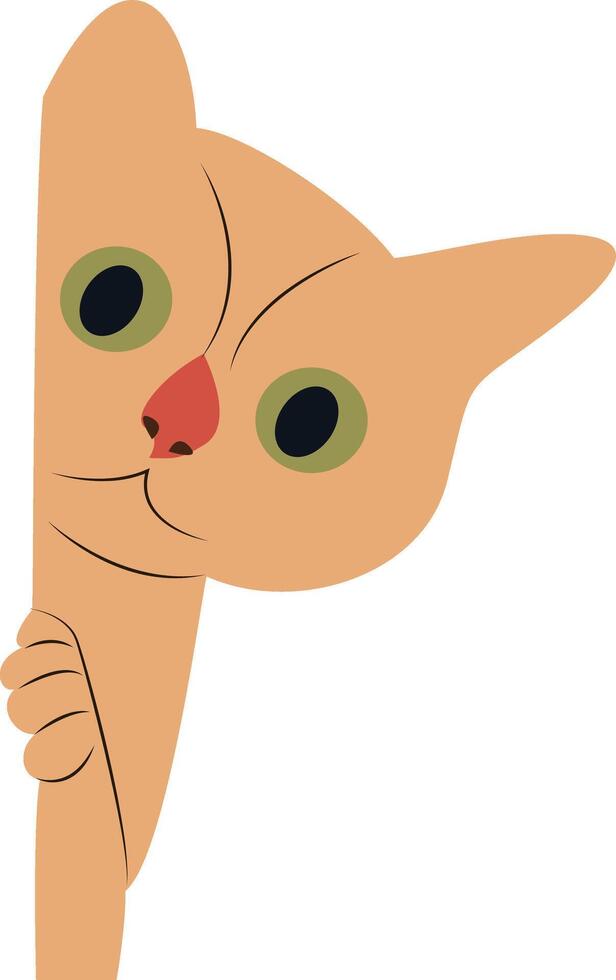 Cute Orange Cat Peeking Corner Illustration vector