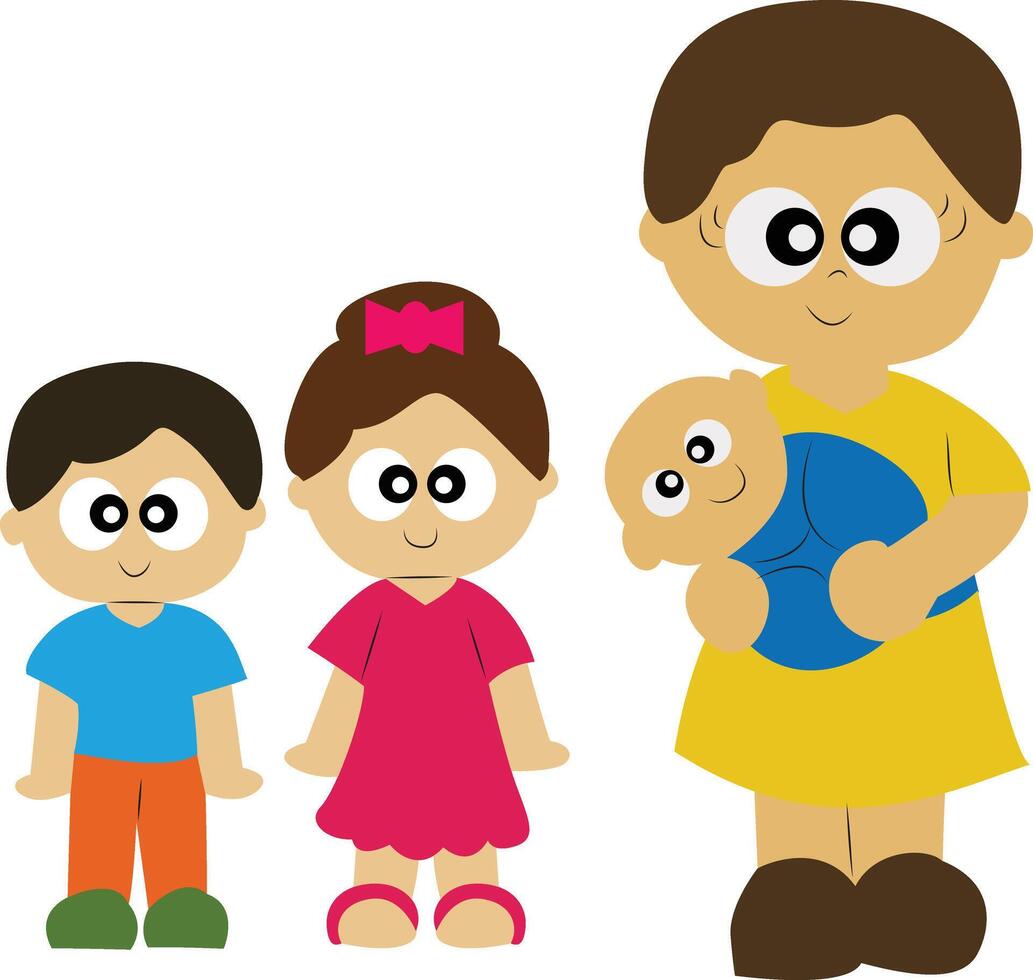 Mother day, Happy Family Cartoon Illustration Clipart vector