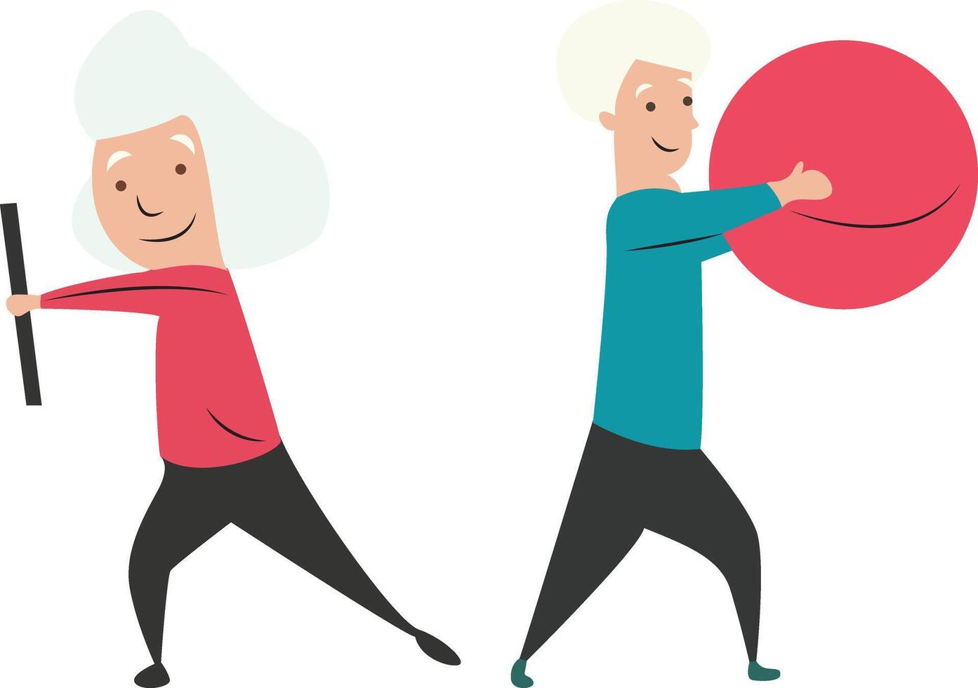 Elderly Couple Moving Large Red Ball vector
