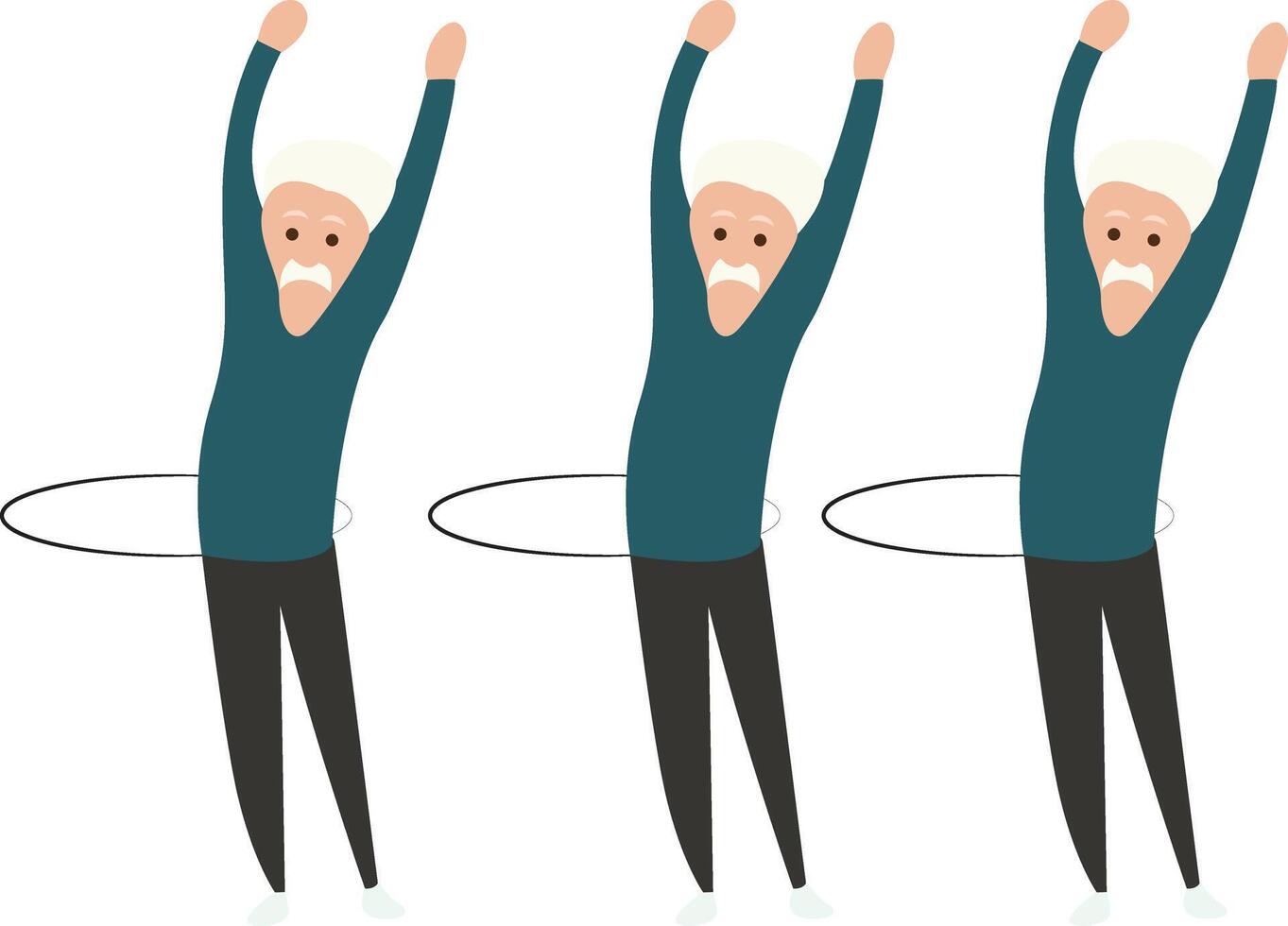 Elderly Men Group Exercise Routine vector