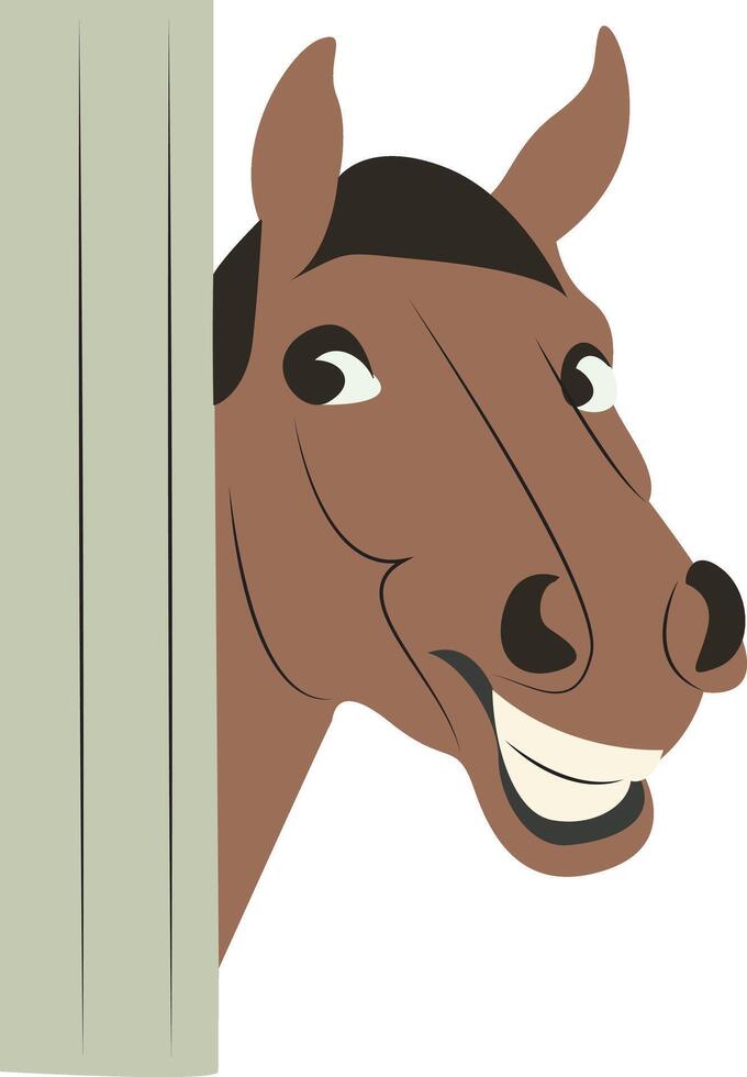 Smiling Horse Peeking Stable Stall Door vector