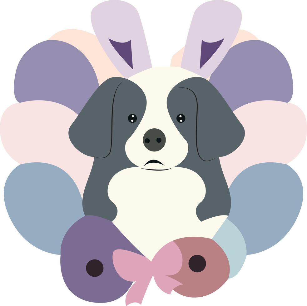 Easter Bunny Dog Cartoon Illustration Peeking vector